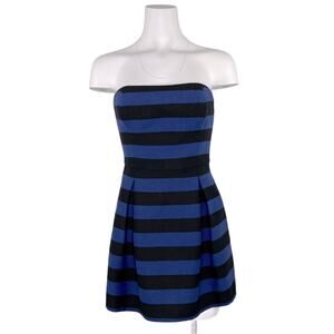 NWT Charo Ruiz Ibiza Strapless Stripe Mini Dress S Blue/Black Small